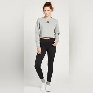Nike Air Gray Long Sleeve Cropped Sweatshirt Size Medium thumbnail 12