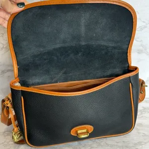 Dooney & Bourke Vtg equestrian blk Pebbled Leather with Brown Trim crossbody thumbnail 10