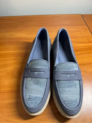 Toms Cara Platform Chunky Lug Sole Loafer Blue Denim Fabric Academia Casual W9 thumbnail 2