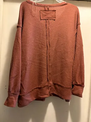Andree by Unit rust waffle knit long sleeved top, 1X thumbnail 3