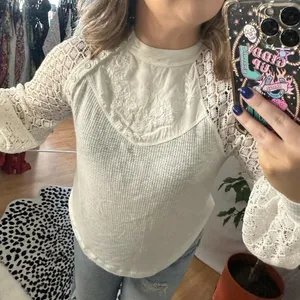 Free People Sweetest Thing Thermal Top White Size XS thumbnail 2