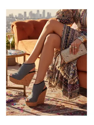 Stuart Weitzman  Slingback Cork Platform Tall Wedge Sandal  Gunmetal Grey  6M thumbnail 15