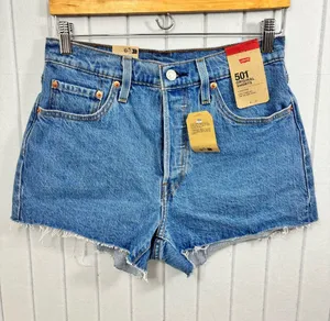 Levi's 501 Original Shorts High Rise Light Blue Denim Shorts size 27 NEW thumbnail 1