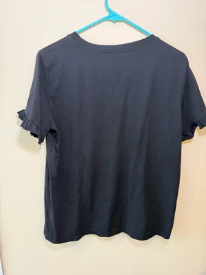 PRETTYGARDEN Black Short-Sleeve Ruffle Detail Tee - Women thumbnail 4
