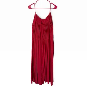 NWT OGL Vacay Gathered U-Neck Spaghetti Midi Bra Dress Pockets Size XL Red thumbnail 3