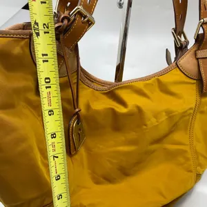 Dooney & Bourke XL Yellow Brown Nylon Shoulder Bag thumbnail 5