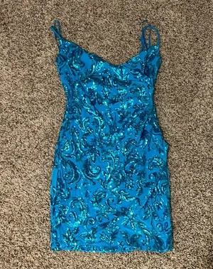 Windsor Blue/Teal Sparkly Homecoming Dress thumbnail 1