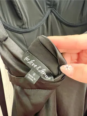 For Love & Lemons Black Mini Slip Dress with Bust Tie thumbnail 4