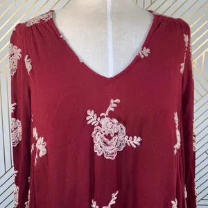 Free People Embroidered Austin‎ Mini Dress Maroon thumbnail 4