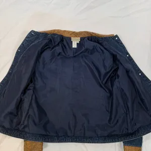 Coldwater Creek Denim Leather Trim Jacket Womens Medium Blue Western Paisley thumbnail 4