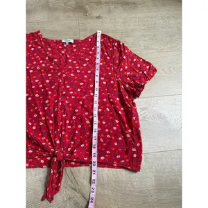 EUC Women Madewell Novel Tie-Front Top floral Prairie Posies vneck viscose sz XL thumbnail 6