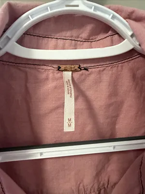 Free People Last Chance Cotton Button Down Pink Medium thumbnail 7