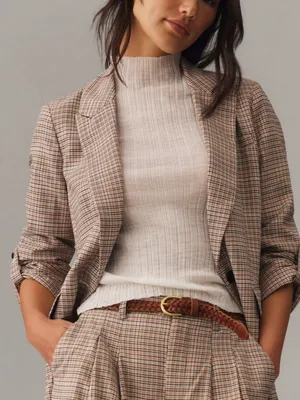 Maeve by Anthropologie Roll Sleeve Blazer in neutral 6 thumbnail 1