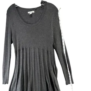 Dana Buchman Sweater Dress With Scarf‎ XL Gray Ribbed Fit Flare Timeless Career thumbnail 9