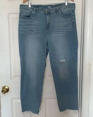 Style & Co. Straight Crop Distressed Jeans thumbnail 1