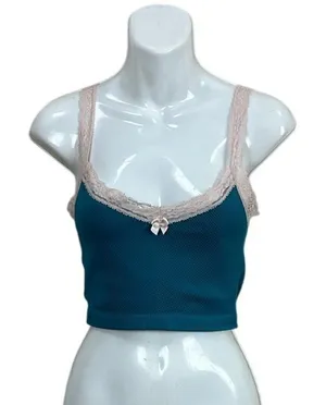 Urban Outfitters Out From Under Lana lace-trim cami in dark teal size M/L thumbnail 1