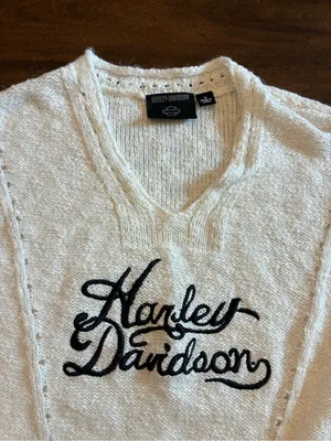 Harley Davidson Station Sweater V-Neck Women’s Medium Cloud Dancer Off White thumbnail 2