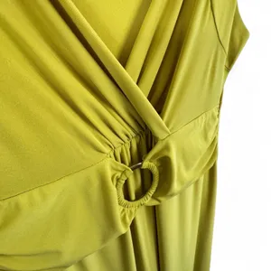 Antthony Womens Chartreuse Yellow Green Ring‎ Detail Wrap Midi Dress Medium USA thumbnail 3