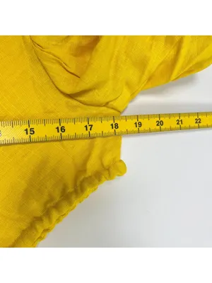 NWOT Farm Rio Linen Puff-Sleeve Cutout Midi Dress Yellow Size S thumbnail 13