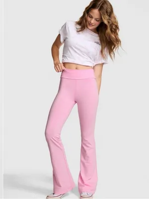 🎀🍭PINK x LoveShackFancy Foldover Flare Leggings Pink Lollipop Coquette Girl XL thumbnail 5