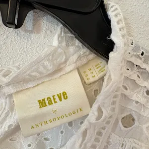 Anthropologie Maeve White Eyelet Ruffle Top thumbnail 6