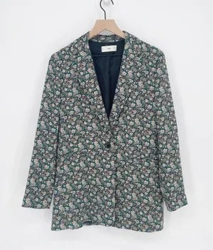 Mango MNG Floral Print Longline Blazer One Button Oversized Women's XXS thumbnail 3