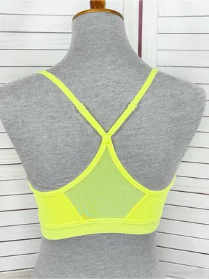 Athletic Works Racer‎ Back Sports Bra Neon Yellow Medium thumbnail 4