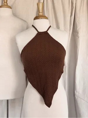 Brown Knit Halter Bandana Top thumbnail 4