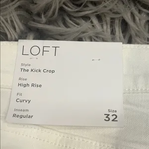 NWT LOFT kick crop high rise curvy fit stretch denim jeans white 14/32 thumbnail 7