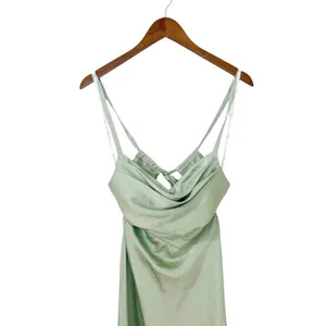 Lulus Stun to Remember Sage Green Satin Cowl Neck Cutout Midi Dress size S NWT thumbnail 6