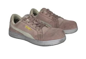 Puma Safety Toe Iconic Suede Low Top Pink Work Shoes Size 7.5 thumbnail 1