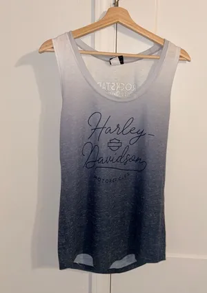 Harley-Davidson Woman’s XL Fort Myers Palm Tree Summer blue ombre tank top thumbnail 1
