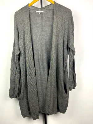 Oak + Fort Gray Open Knit Oversized Open Front Slouchy Cardigan‎ with Pockets thumbnail 1
