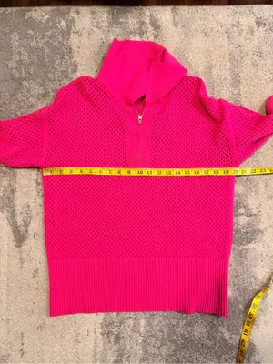 Source Unknown Hot Pink Collared Zip-Neck Women's Sweater thumbnail 6