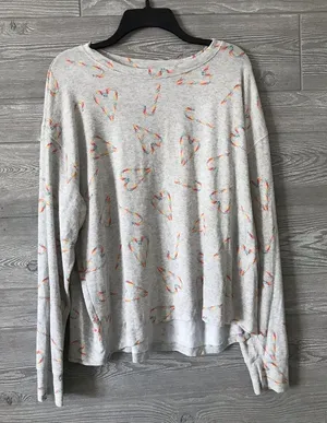 PINK VS long sleeve gray top‎ candy cane rainbow hearts women XL thumbnail 1