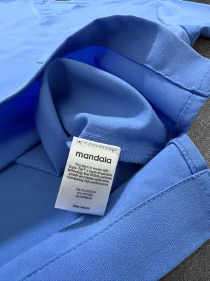 Mandala Blue V-Neck Medical Scrub Top Stretch Uniform Shirt Size Small thumbnail 5