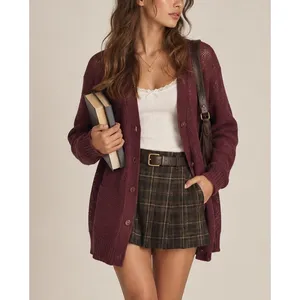 Equipment Femme Academia Button Up Cardigan Sweater Small Maroon Heritage Prep thumbnail 6