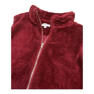 Umgee Plush Fleece Excursion Vest Women's Medium Crimson Maple Red‎ Deep Pile thumbnail 3