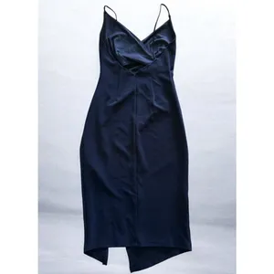 Hello Molly Quiet Dancer Midi Dress Size Medium 6 Midnight Blue Navy Ruched Slit thumbnail 7