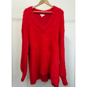 BP Mohair V‑Neck Oversized Red Sweater Sz1X NWT thumbnail 2