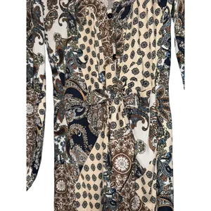 New Triple Seven Patchwork Paisley Dress Women's Small‎ Button Up Tie Waist Fall thumbnail 3
