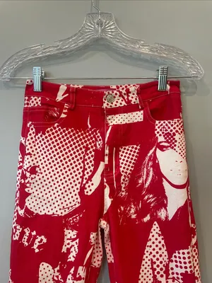 Red Graphic Flared Pants cool festival vibes thumbnail 2