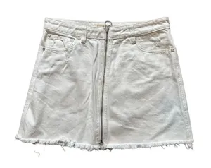 We The Free "Zip it‎ Up" White Ripped Denim Skirt by Free People Sz 29 thumbnail 1