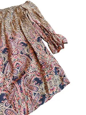 Maeve Anthropologie Milou Dress Cheetah Boho Mixed Print Peasant Flowy Medium thumbnail 14