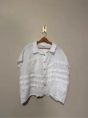 OLI & HALI Women’s White Button Down Shirt Sleeves Oversized Size Large thumbnail 3