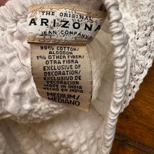Arizona Jean Co White Seersucker Halter Top Smocked‎ Crochet Lace Trim Womens M thumbnail 4