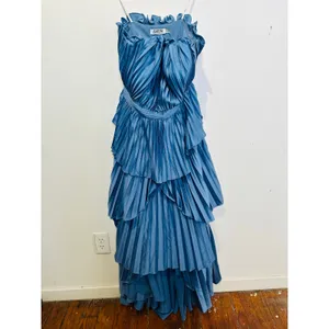AMUR Dusk Blue Romantic Silhouette Cascading Tiers Strapless Janey Gown size 6 thumbnail 5