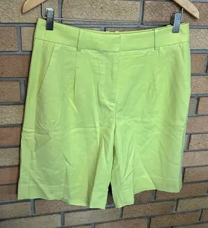 NWT J. Crew High-Rise Trouser Short Bright Green/Yellow Women’s Size 6 thumbnail 1