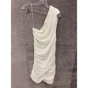 Abercrombie & Fitch Mini Dress Women MT Mint Green One Shoulder Ruched‎ Draped thumbnail 5