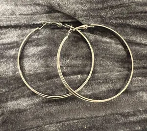 Sliver Medium Hoops Silver thumbnail 1